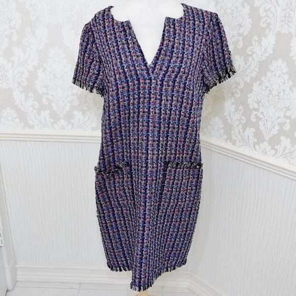 Ann Taylor Colorful Weave Pattern Short Sleeve Dress and Jacket Size 12 - Picture 3 of 6